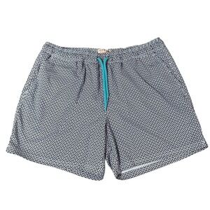 NWOT J. Crew Flex Swim Trunks‎ Men's L Blue White Geometric Print Lined Swimwear